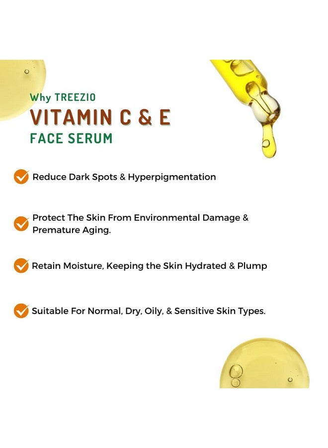 Treezio Vitamin C & E Face Serum - Brighten & Hydrate Skin, For Youthful, Glowing Skin | No Sulphate No Paraben | For Men & Women Pack of 2 (30 ml Each) - Image 2