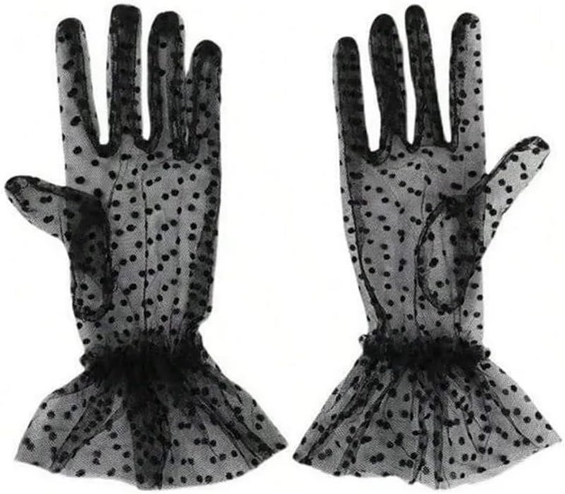 Elegant Polka Dot Lace Gloves for Weddings - Breathable and UV Protection Mesh Gloves for Bridal Accessories - Image 1