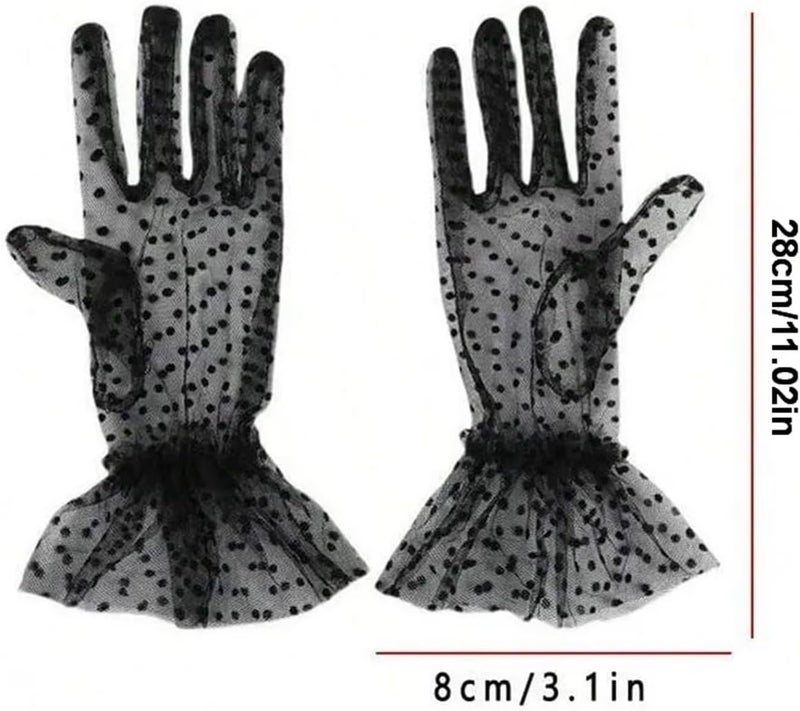 Elegant Polka Dot Lace Gloves for Weddings - Breathable and UV Protection Mesh Gloves for Bridal Accessories - Image 3