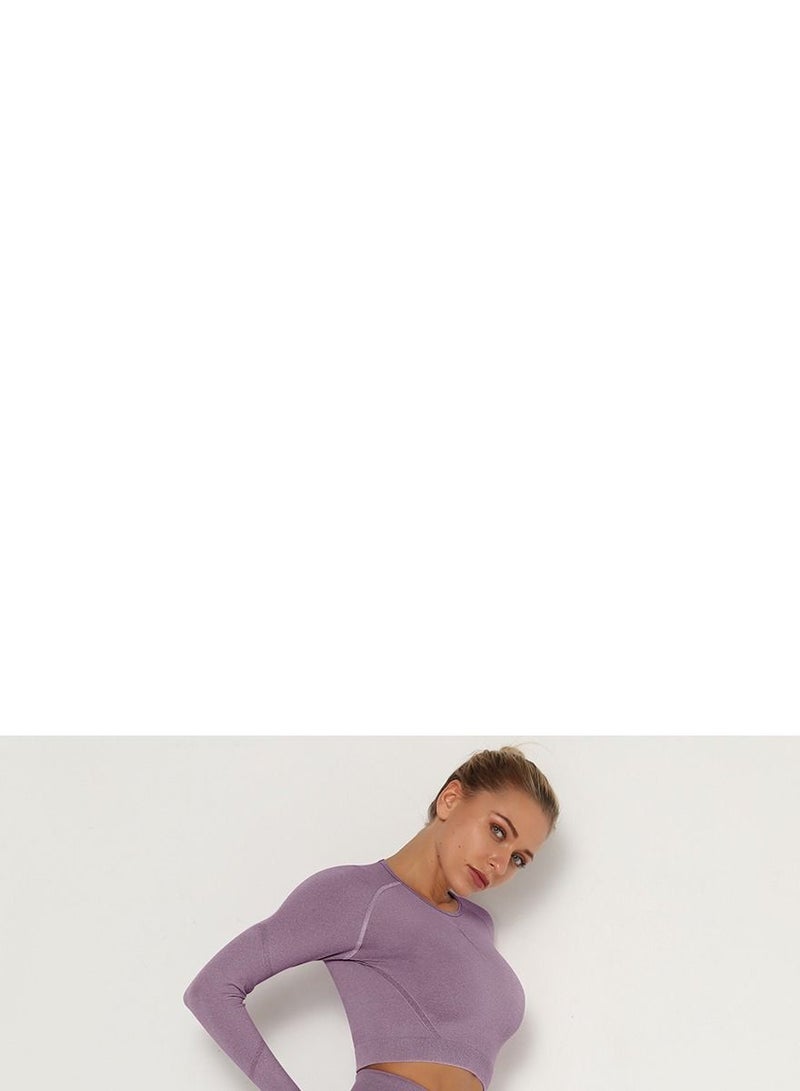 Loquat High Waist Tight-Fitting Sports Set Purple Red  - Image 2