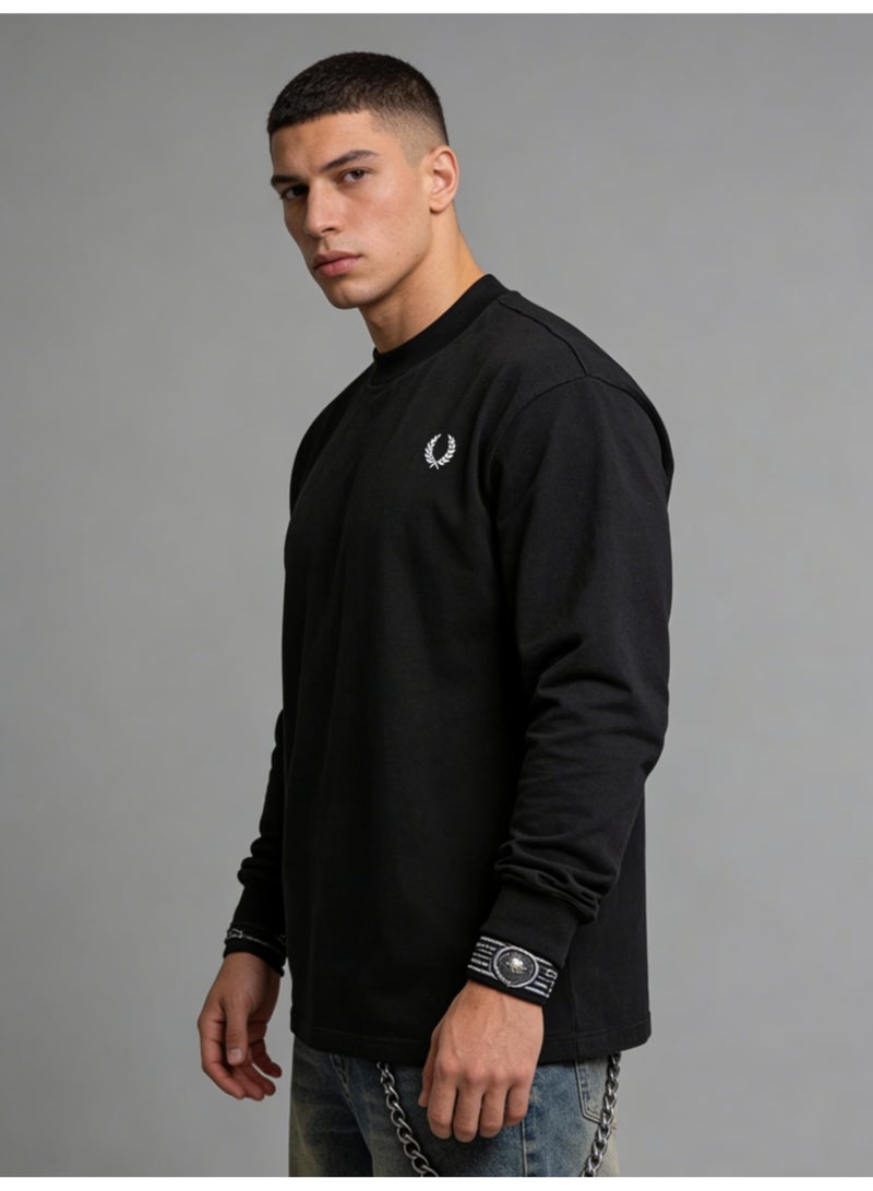 فريد بيري Fred Perry men's and women's laurel logo T-shirts | round neck and long sleeves/classic casual pullover/cotton 300g - Image 5