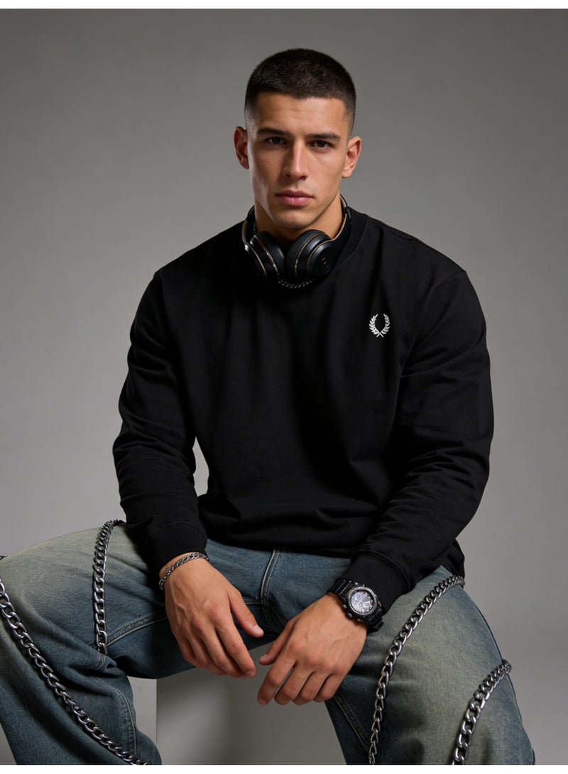 فريد بيري Fred Perry men's and women's laurel logo T-shirts | round neck and long sleeves/classic casual pullover/cotton 300g - Image 4