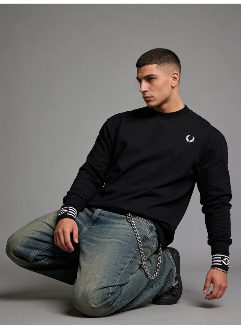 فريد بيري Fred Perry men's and women's laurel logo T-shirts | round neck and long sleeves/classic casual pullover/cotton 300g - Image 3
