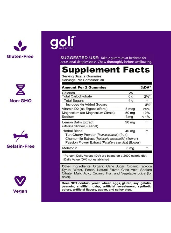 جولي حلوى جولي دريمي سليب جيلي - 60 قطعة - ميلاتونين، فيتامين د، مغنيسيوم، ومستخلص بلسم الليمون - خالية من الجيلاتين، وخالية من الغلوتين، ونباتية وغير معدلة وراثيًا - Image 4