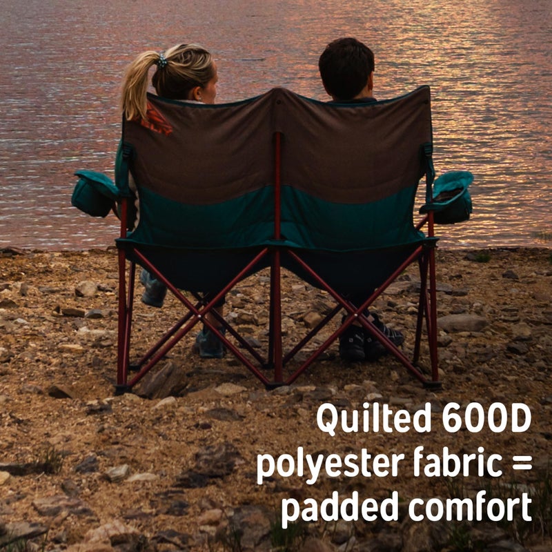 Kelty Loveseat Oversized 2-Person Heavy Duty Folding Camp Chair, Double Seat for Soccer Games, Tailgating, Beach Days (Regular Height/Dark Shadow) - Image 3