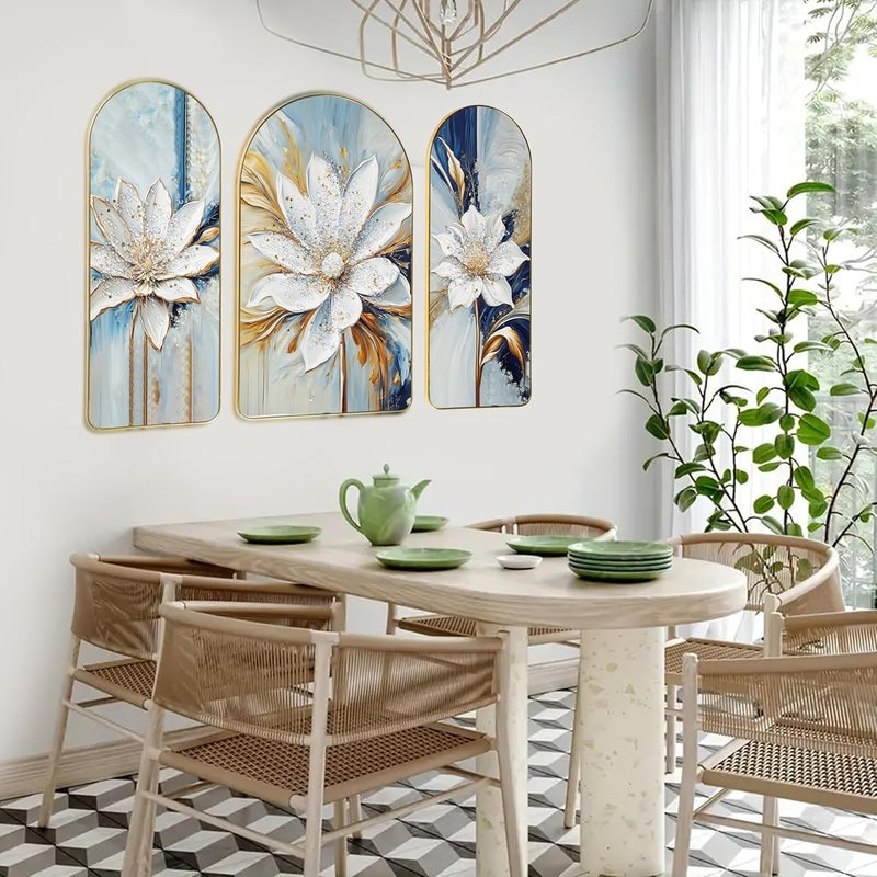 Brand - Umi Umi Stylish wall dcor Crystal Embedded Painting for Living Room Stencils New Home Decor Gift Anime Poster Design Wall Art Photo Frame Hangings metal art For Decoration 3 Pcs Set Lotus PT18  - Image 2