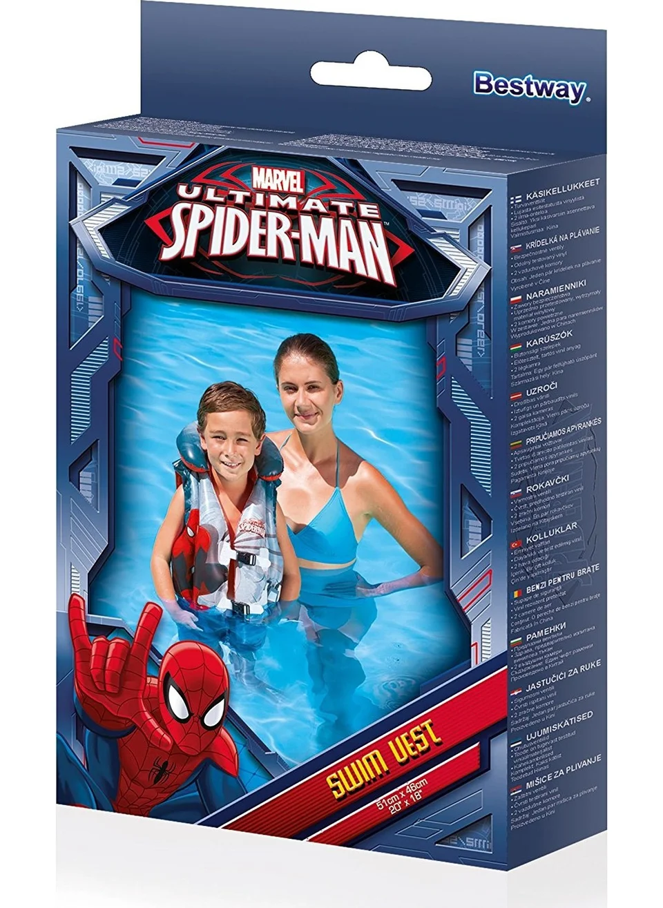 بست واي Spiderman Inflatable Life Jacket 20" x 18"/51 cm x 46 cm BW98014