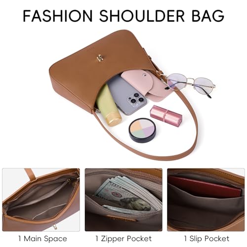 CLUCI Shoulder Bag for Women, Purses for Women, Handbag Hobo Bags Vegan Leather Crossbody Purse with Adjustable Strap Brown - Image 5