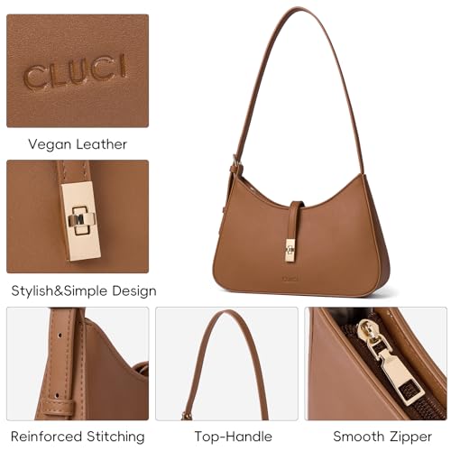 CLUCI Shoulder Bag for Women, Purses for Women, Handbag Hobo Bags Vegan Leather Crossbody Purse with Adjustable Strap Brown - Image 4