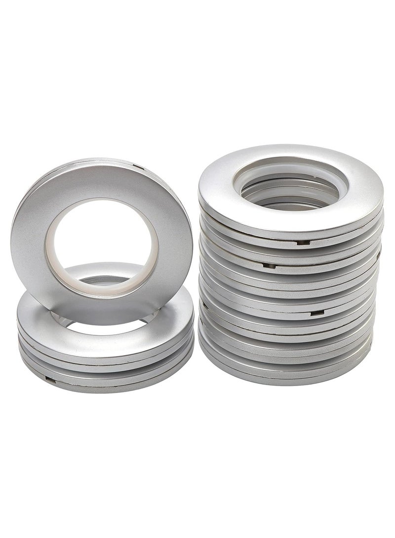 AL WADI FURNITURE AWF Al Wadi Furniture Pack of 20 Matt Silver Curtain Grommets Round Plastic Curtain Eyelet Rings with nano-scale silencer ring, DIY Rings for Window Curtain, Shower Curtain, Locker Room Door Curtain  - Image 1