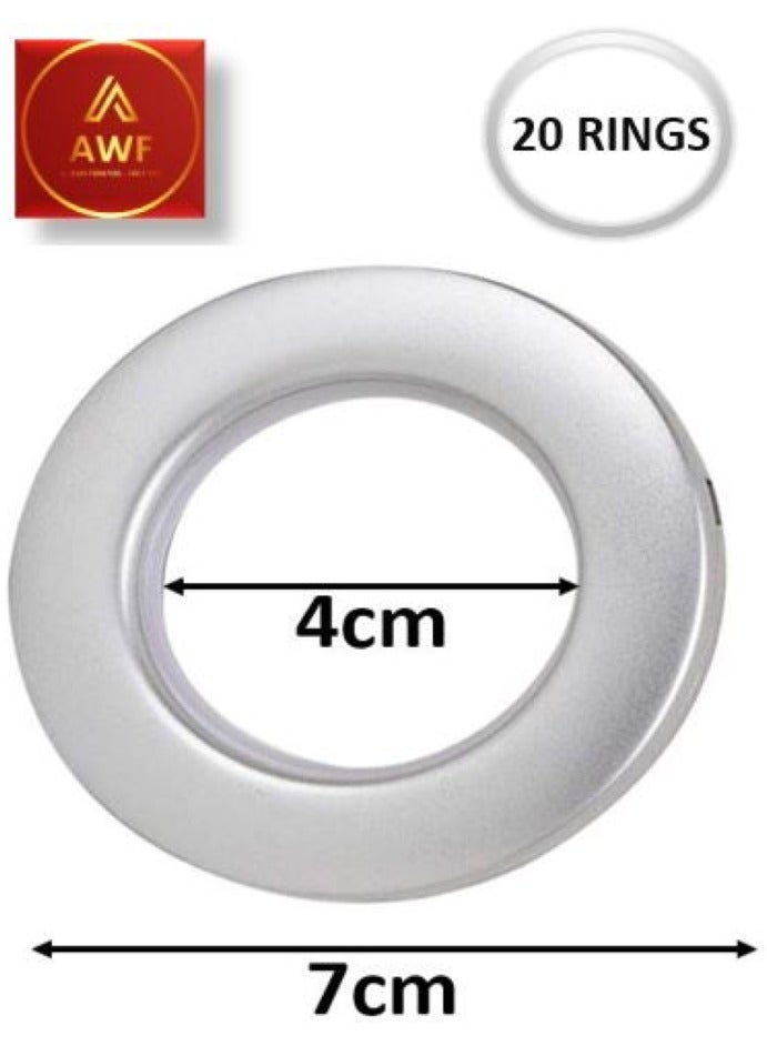 AL WADI FURNITURE AWF Al Wadi Furniture Pack of 20 Matt Silver Curtain Grommets Round Plastic Curtain Eyelet Rings with nano-scale silencer ring, DIY Rings for Window Curtain, Shower Curtain, Locker Room Door Curtain  - Image 2