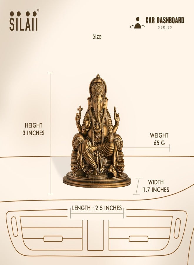 SILAII Lord Ganesha Car Dashboard Idol - 3 Inch | Artistically Crafted Ganesh Murti | Miniature Statue for Car Interior Decor | Ganesha Idols for Home & Office | Decorative Ganesha Idols - Image 2