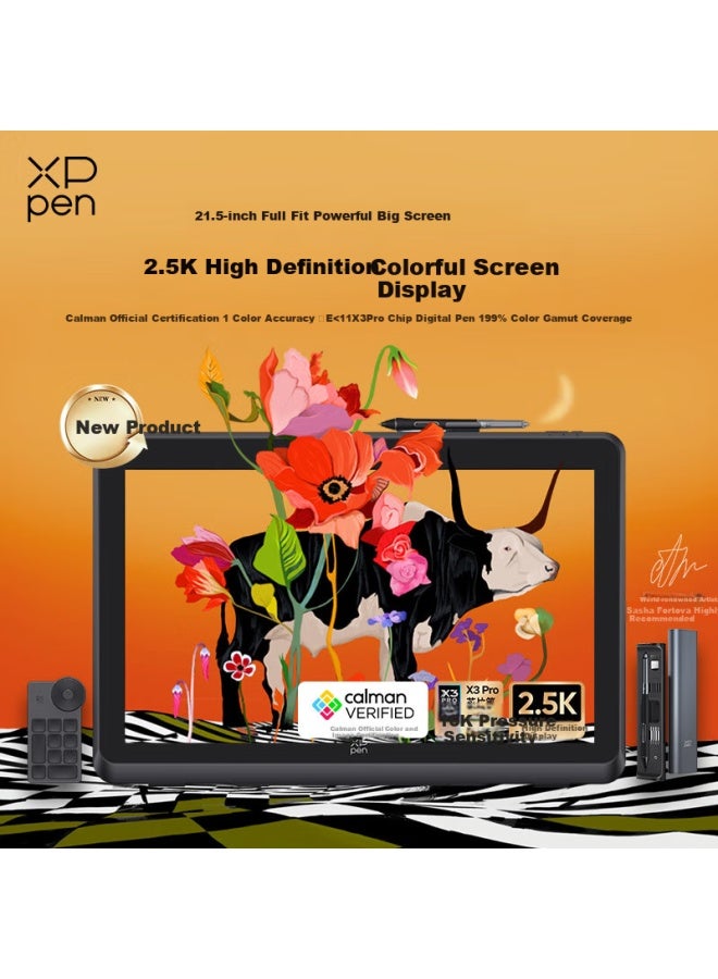 إكس بي بن Xppen Artist Pro22 2.5k لوح الرسم الرقمي للكمبيوتر، لوح رسومات احترافي للرسم متصل باللابتوب، لوح الكتابة الإلكتروني، لوح الرسم الإلكتروني - Image 1