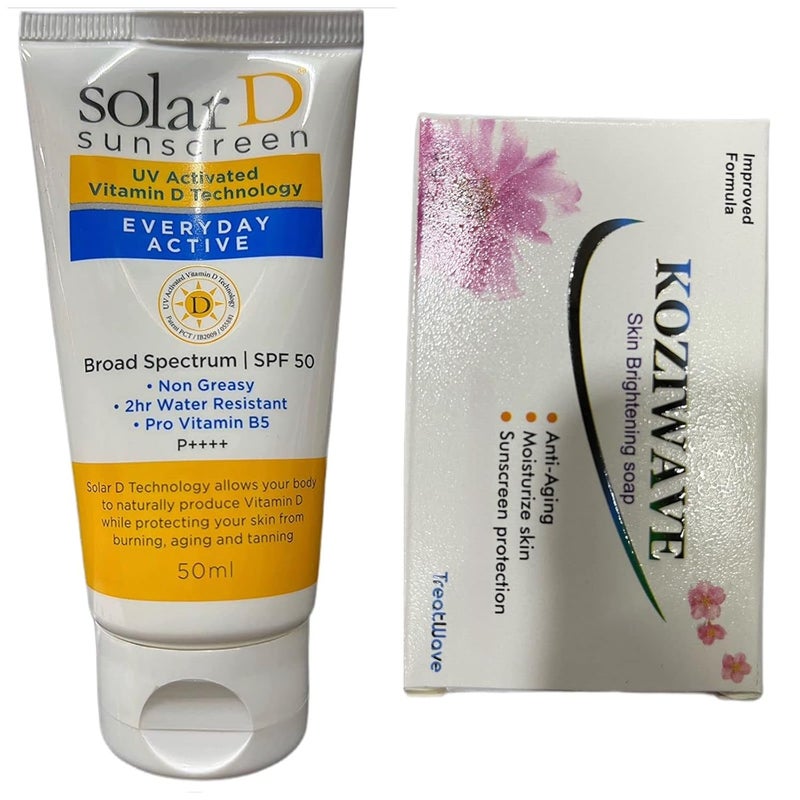 JEEVANDIP Solar D Subscreen UV Vitamin D Technology Every Day Active Sunscreen Lotion 50ml With Kozi wave Soap Free 75gm