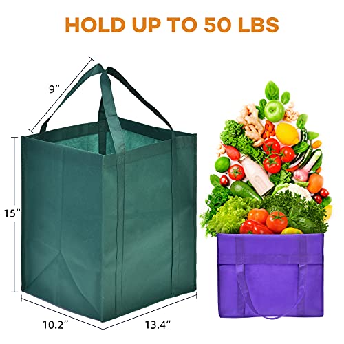 JERIA 24-Pack Reusable Grocery Bags，Large Washable Foldable Shopping Bags，Heavy Duty Tote Bags with Reinforced Handles - Image 2