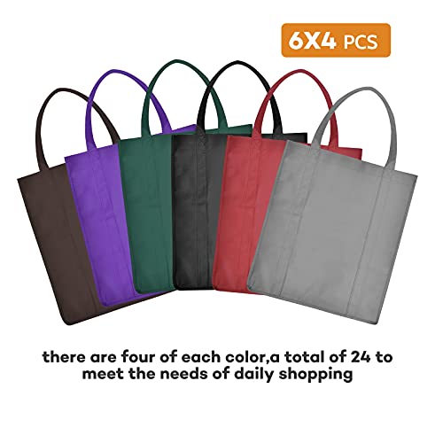 JERIA 24-Pack Reusable Grocery Bags，Large Washable Foldable Shopping Bags，Heavy Duty Tote Bags with Reinforced Handles - Image 3