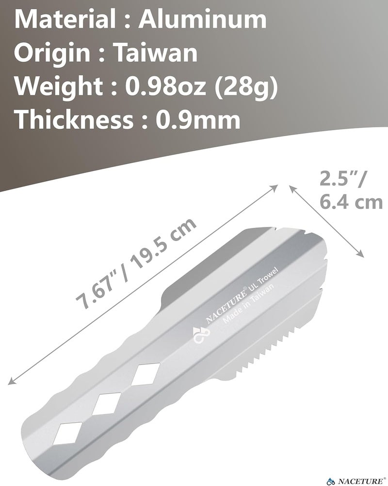 NACETURE Ultralight Backpacking Trowel Aluminum Shovel Small Potty Multitool with Longer Handle Design Essential for Hiking, Camping and Survival Bags(Black 1 Pack) - Image 2
