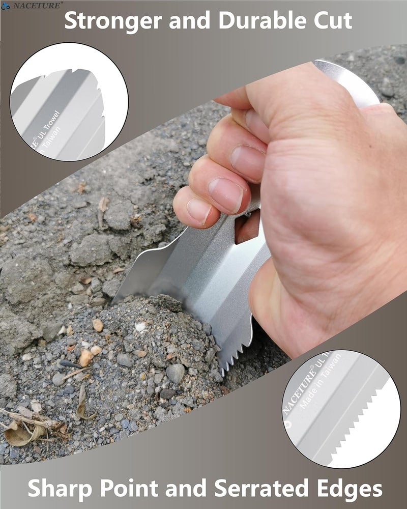 NACETURE Ultralight Backpacking Trowel Aluminum Shovel Small Potty Multitool with Longer Handle Design Essential for Hiking, Camping and Survival Bags(Black 1 Pack) - Image 4
