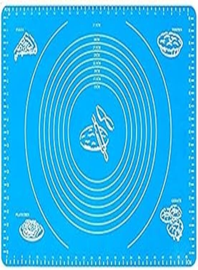 OR Silicone Baking Mat for Pastry Rolling with Measurements Reusable Non-Stick Food Grade Silica Gel Kneading Dough Pad for Housewife and Cooking Enthusiasts - Blue