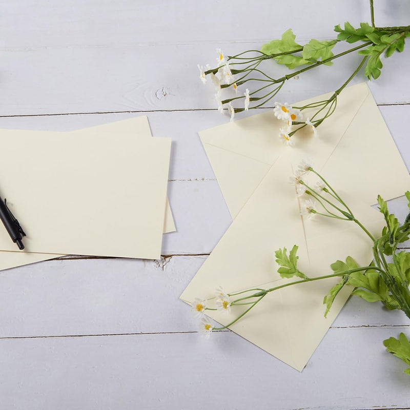 Toperd 100 Pieces A7 Envelopes Colorful 5x7 Envelopes for Greeting Cards, Birthday, Weddings, Baby Shower Invitation Cards (Cream Color, 5.24 x 7.24 Inches) - Image 3