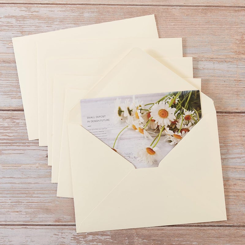 Toperd 100 Pieces A7 Envelopes Colorful 5x7 Envelopes for Greeting Cards, Birthday, Weddings, Baby Shower Invitation Cards (Cream Color, 5.24 x 7.24 Inches) - Image 4