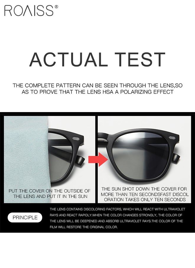 roaiss Polarized Square Sunglasses for Men Women, UV400 Protection Sun Glasses with TR Frame, Unisex Color Changing Glasses for Driving, Fishing, Golfing, Traveling, 60mm  - Image 5