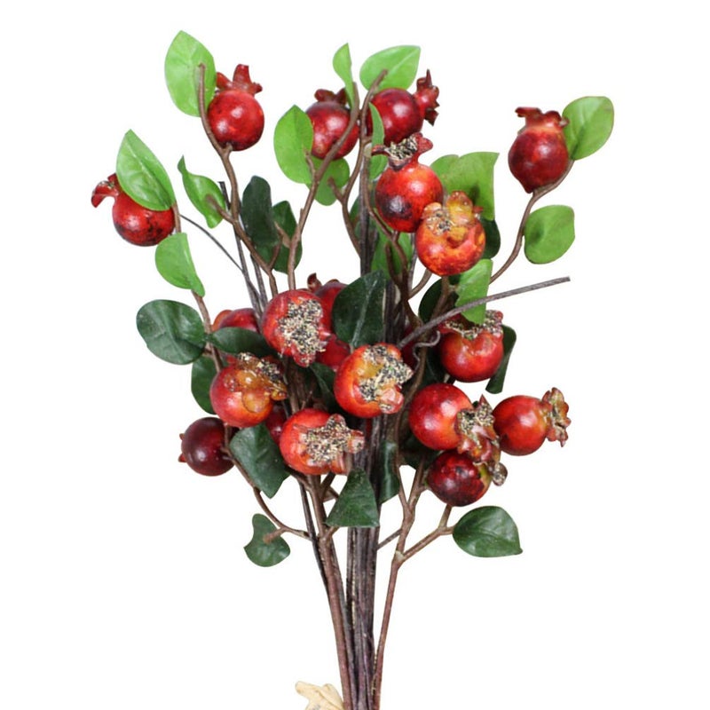 HEALLILY Group of 5 Pomegranate Berries Bouquet Floral Artificial Flowers Pomegranate Berries Branches Artificial Rosehip Berries Simulation Pomegranate Fruit Floral Decor
