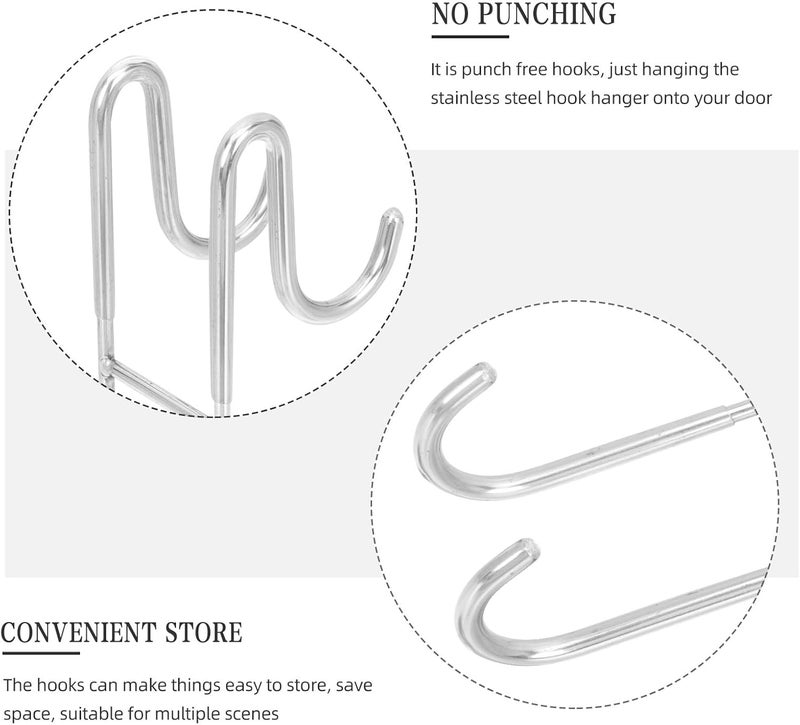 Stainless Steel Clothes Hook for Glass Door 18cm Long S-Shaped Double Towel and Bathrobe Hanging Hook No-Drill for Bathroom and Kitchen - Image 5