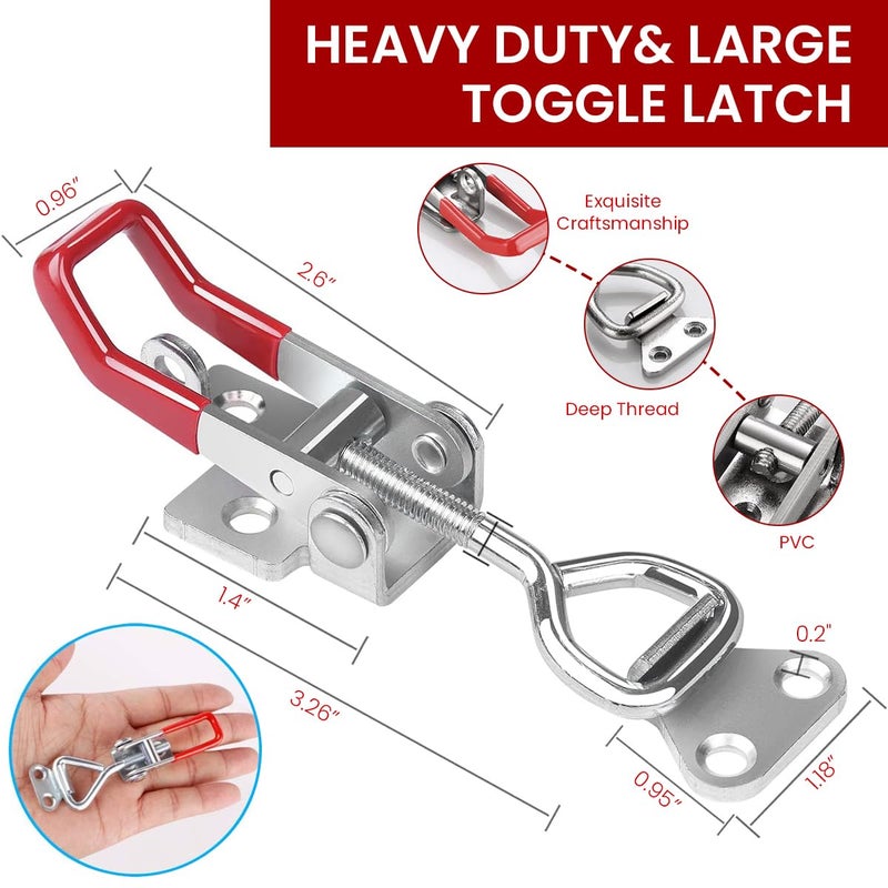 Serplex ® 6 Pcs Toggle Clamp Latch With Lock Hole, Adjustable Latch, 330Lbs Holding Capacity, Heavy Duty Quick Release Pull Latch Toggle Clamp for Lid Jig, Cabinet, Tool Box Case - Image 3