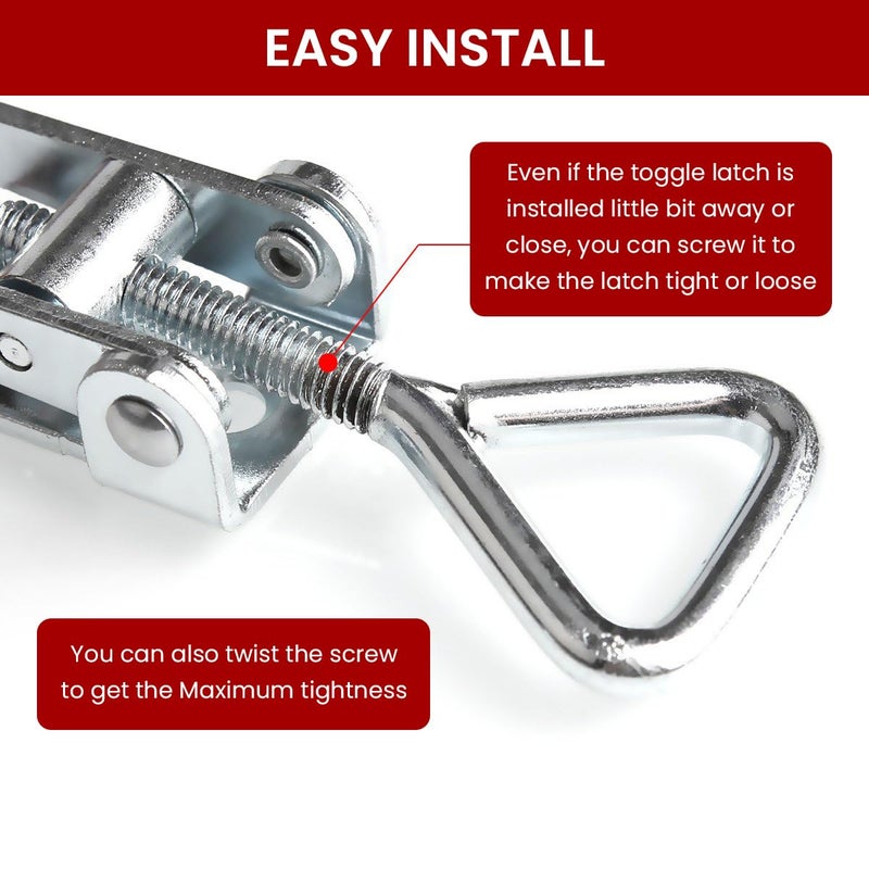 Serplex ® 6 Pcs Toggle Clamp Latch With Lock Hole, Adjustable Latch, 330Lbs Holding Capacity, Heavy Duty Quick Release Pull Latch Toggle Clamp for Lid Jig, Cabinet, Tool Box Case - Image 4