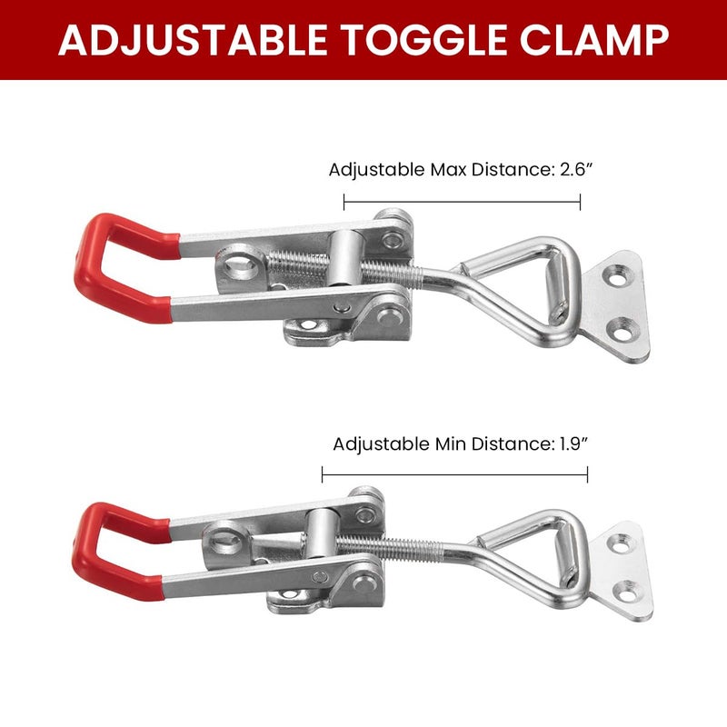 Serplex ® 6 Pcs Toggle Clamp Latch With Lock Hole, Adjustable Latch, 330Lbs Holding Capacity, Heavy Duty Quick Release Pull Latch Toggle Clamp for Lid Jig, Cabinet, Tool Box Case - Image 2