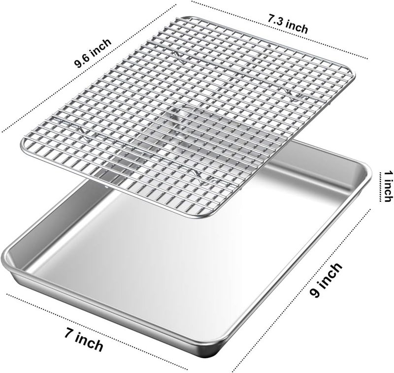 Wildone Carefully selected material Stainless Steel Baking Sheet Set [2 Pans + 2 Racks], 10 x 8 x 1 Inch, Non-Toxic & Heavy Duty & Easy Clean Gulf climate fit - Image 2