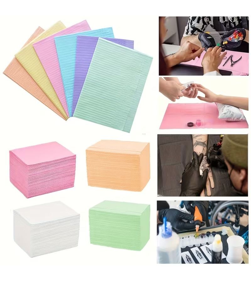 Pink Disposable 3 Ply Nail Art Table Pads Paper for Home Beauty Salon - Image 1