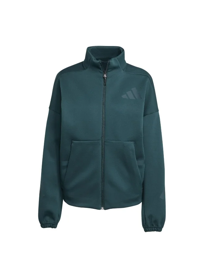 Adidas W Z.N.E. Tt Green Training Track Tops For Women XS