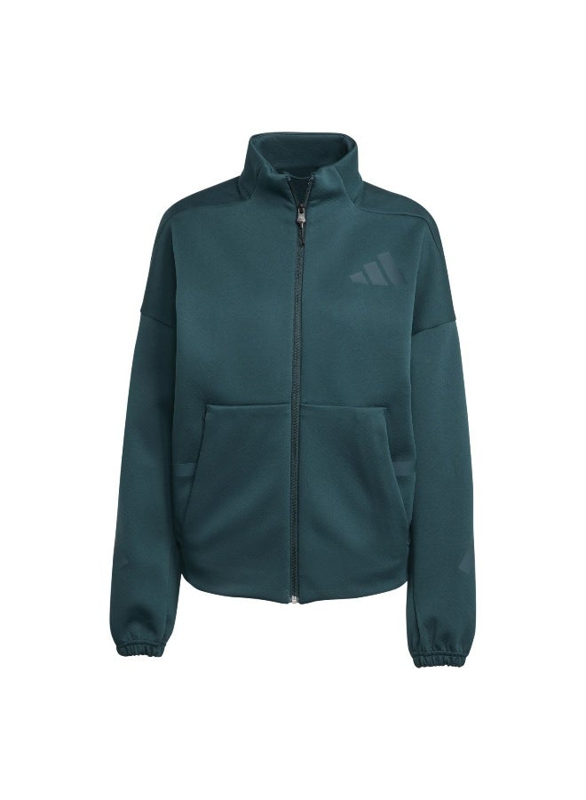 Adidas W Z.N.E. Tt Green Training Track Tops For Women XS - Image 1