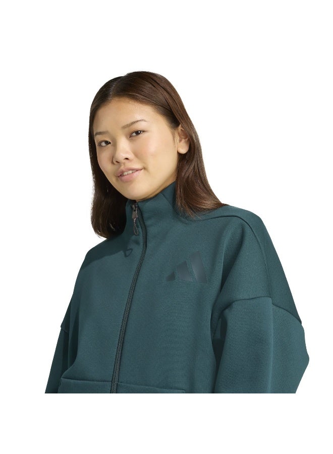 Adidas W Z.N.E. Tt Green Training Track Tops For Women XS - Image 5