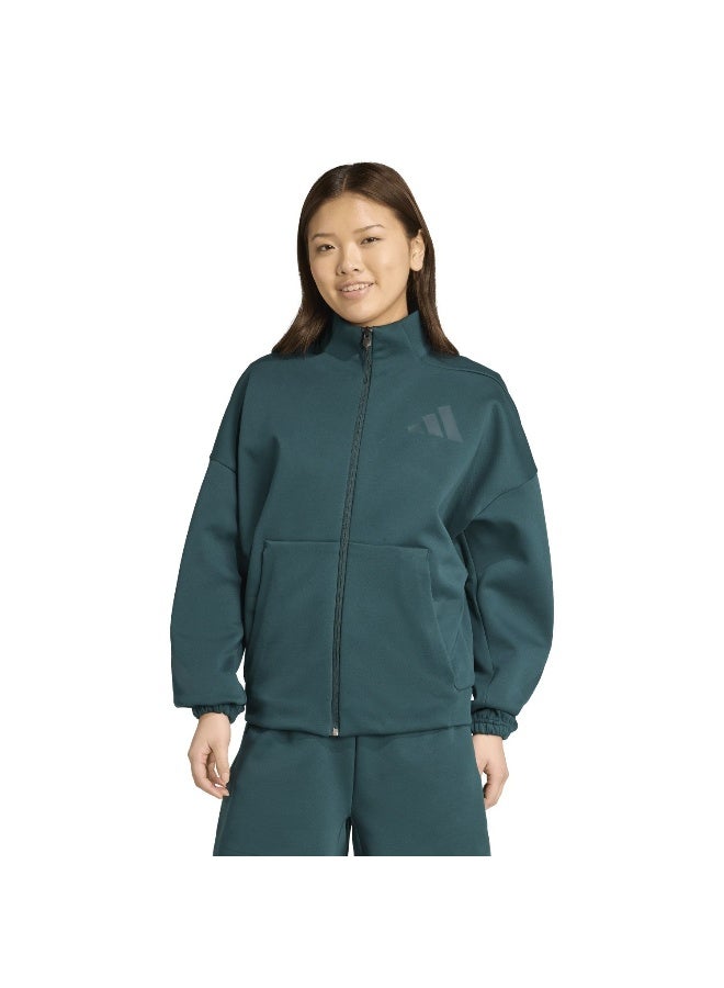 Adidas W Z.N.E. Tt Green Training Track Tops For Women XS - Image 2