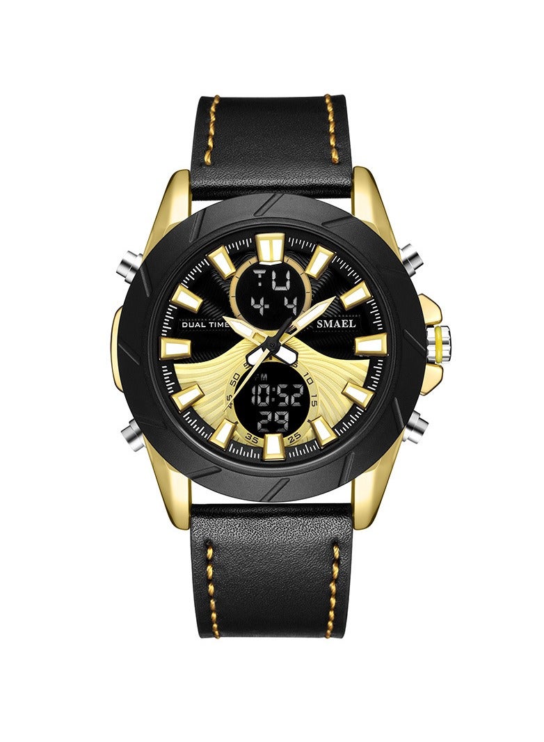 SMAEL Belt casual waterproof sports alloy dual display watch