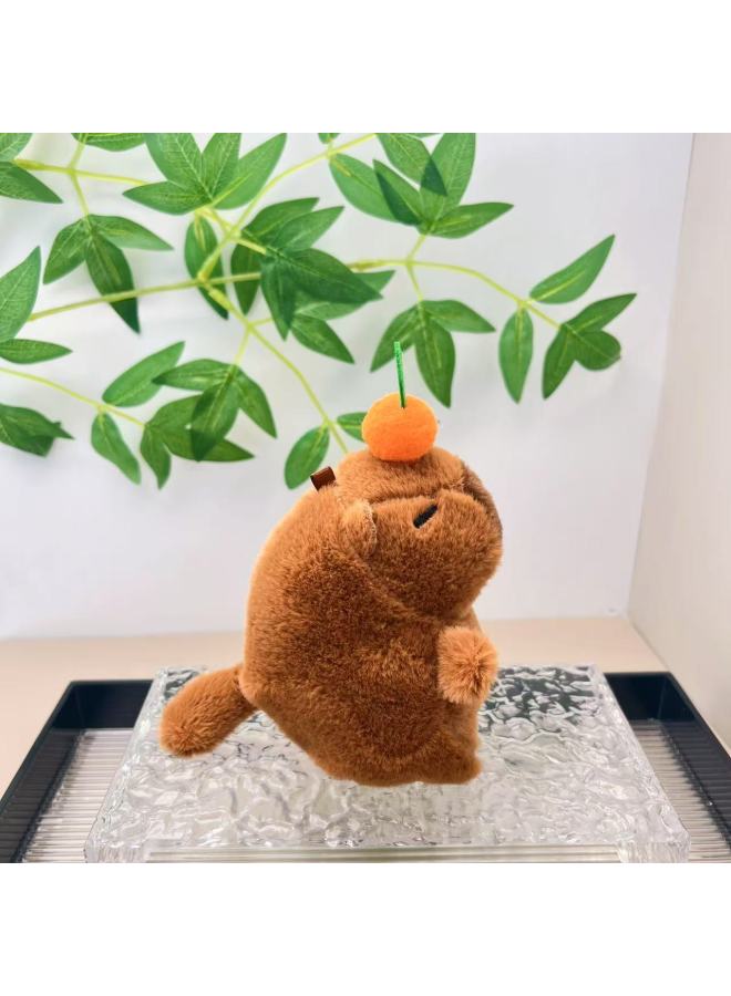 Creative Pull Wagging Tail Kabibala Pendant Doll Plush Toy Capybara Doll Bag Pendant Keychain-Color:Brown Pull Rocker Tail-Height:11cm Ordinary Hanging Chain - Image 1
