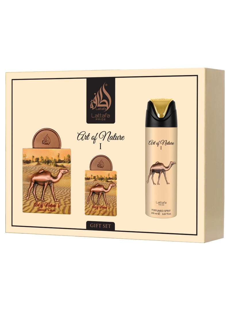 Lattafa PRIDE GIFTSET Art of Nature I | Set 3-Piece (Edp 100ml + Edp 20ml + Deodorant 200ml)