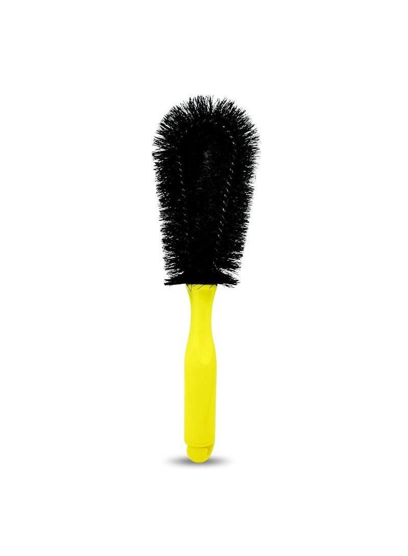Safi WAX Portable Car Wheel Washing Brush Vehicle Washing Tools Soft Bristle Alloy Wheel Brush - SAFI WAX (Black&Yellow) 1PC - Image 1