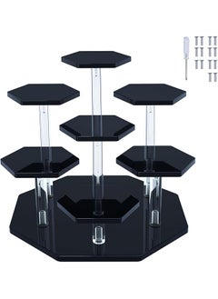 The Bros Acrylic Display Stand for Figures, Toys and Dolls, Collectibles, Jewelry, Action Figure Collection Organizer, Cosmetics Display, 7 Tiers, Black  - Image 1