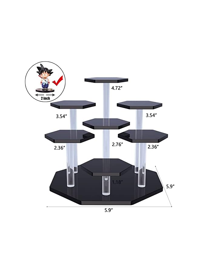 The Bros Acrylic Display Stand for Figures, Toys and Dolls, Collectibles, Jewelry, Action Figure Collection Organizer, Cosmetics Display, 7 Tiers, Black - Image 3