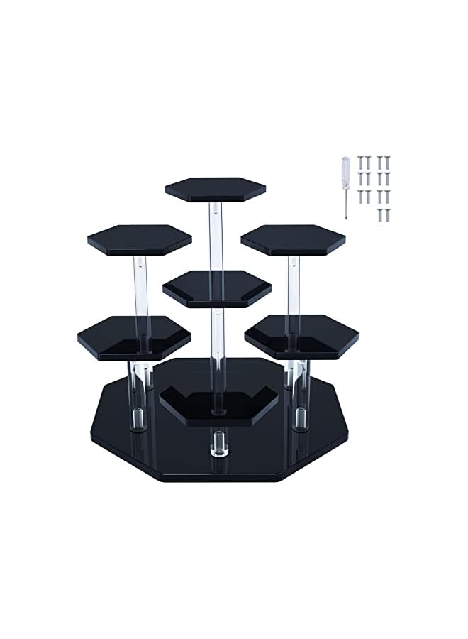 The Bros Acrylic Display Stand for Figures, Toys and Dolls, Collectibles, Jewelry, Action Figure Collection Organizer, Cosmetics Display, 7 Tiers, Black - Image 2