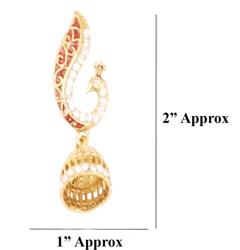 Touchstone Indian Bollywood Bahubali Fame Ethnic Royal Charm Enameled/Crystals Peacock Designer Jewelry Jhumki Earrings for Women in Gold or White Tone. - Image 4