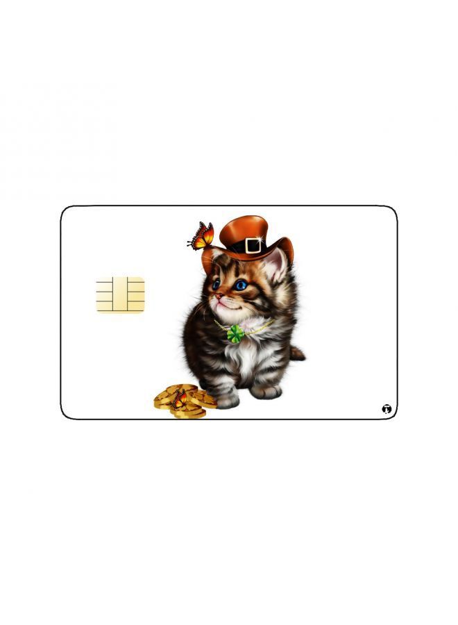 RKN PRINTED BANK CARD STICKER Cute Cat Drawing With Hat - Image 1