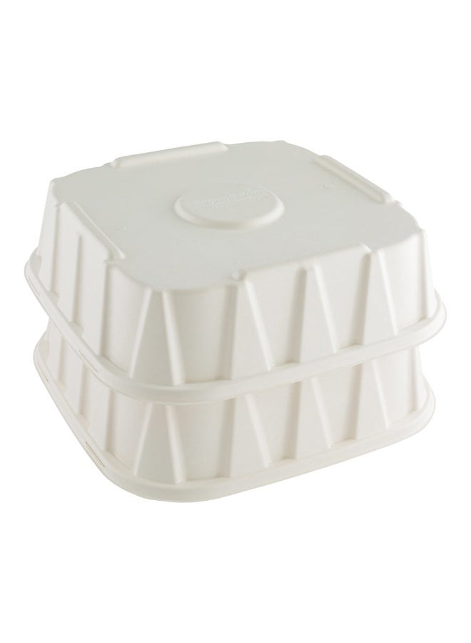 Restaurantware LIDS ONLY: Pulp Safe No PFAS Added Lids, 100 Disposable Lids For 16 Inch Food Trays - Trays Sold Separately, Home Compostable, White Bagasse Lids, Microwavable, Reinforced Edges  - Image 2