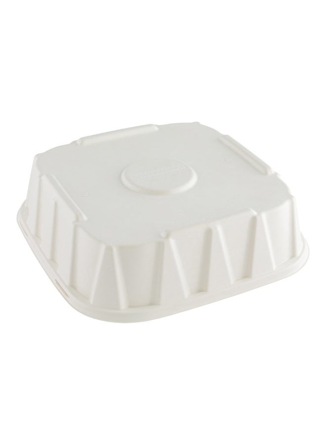 Restaurantware LIDS ONLY: Pulp Safe No PFAS Added Lids, 100 Disposable Lids For 16 Inch Food Trays - Trays Sold Separately, Home Compostable, White Bagasse Lids, Microwavable, Reinforced Edges  - Image 1
