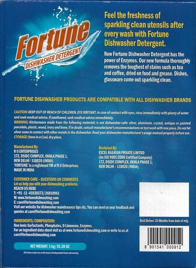 Fortune Dishwasher Detergent - 1 kg (Pack of 5 & Fortune Rinse Aid Starter Combo Pack - 500 ml (Pack of 2 - Image 4