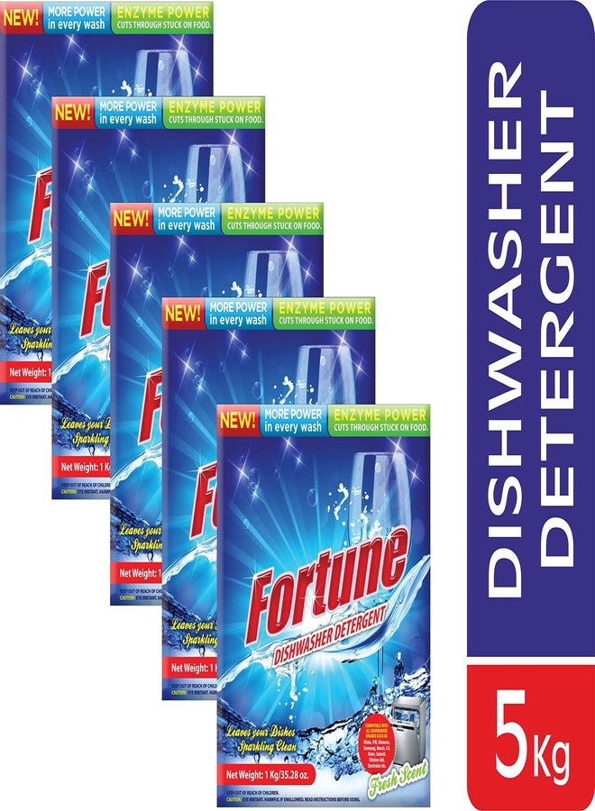 Fortune Dishwasher Detergent - 1 kg (Pack of 5 & Fortune Rinse Aid Starter Combo Pack - 500 ml (Pack of 2 - Image 2